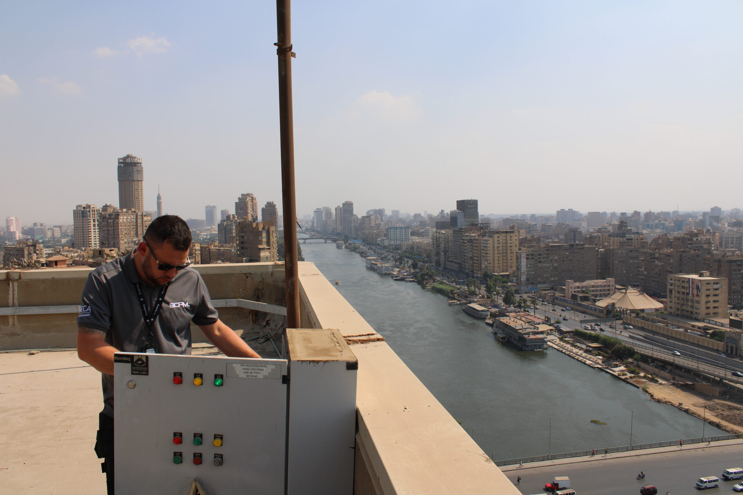 Barbour Engineer working on a critical site overlooking the River Nile.